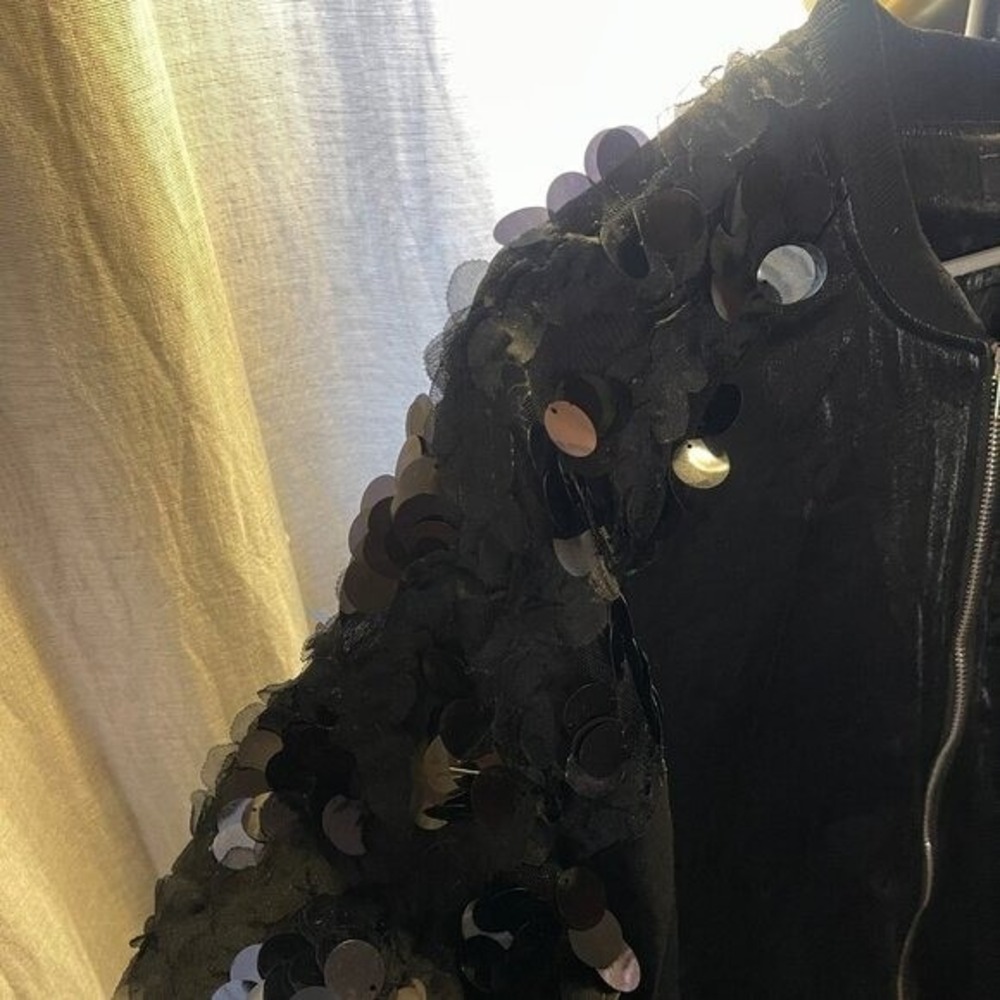 Beulah sequin bomber special occasion oversize glam satin liner going out LG - Picture 4 of 7